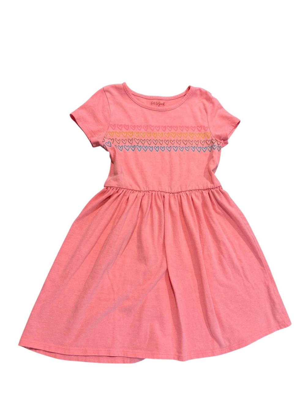Cat & Jack Heart Detailed Short Sleeve Dress Size Medium 7/8